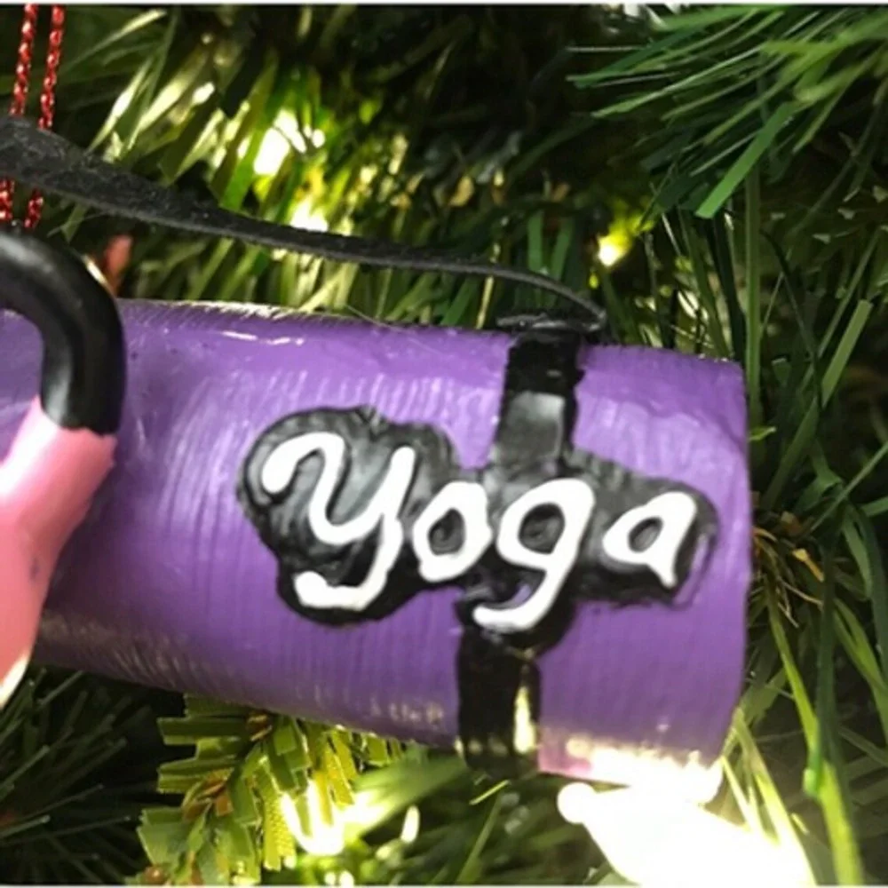 Exercise Themed Ornament Christmas Tree Yoga Mat Water Bottle‎ Weight Workout